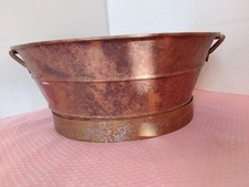 Ciotola in rame effetto artigianale vintage manici lavabo decorazione rustica 15' L ovale