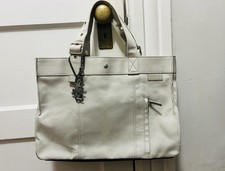 Auth Agnès B. Canvas Handbag Tote Shoulder Bag Beige Black Made In Japan NWOT