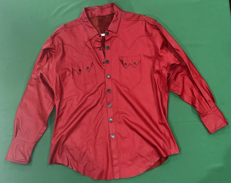 Men's Soft Real Leather Shirt Slim Fit Full Sleeve up Leather Shirt XXL - Image 4 of 4