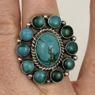 Vintage Native American 925 Silver Turquoise Cluster Ring Sz 6.5-7 *Broken Band*