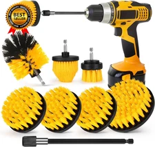 Drill Brush Attachment Set, 7 Pack 1/4In Power Scrubber Brush + Extend Long