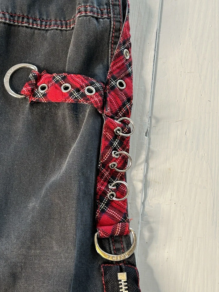 TRIPP NYC Pant Black Red Plaid Stud Punk Rock Goth Skater Grunge Emo Bondage 28” - Image 3 of 4