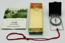 Vintage Silva Safari Type 16 Liquid Filled Sighting Compass W/ Instructions Case