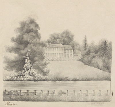Original 1829 Bleistiftskizze DODDERSHALL Park Buckinghamshire von Theodosia Heise