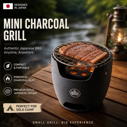 Mini Kamado Grill Portable BBQ Stove Solo Camping Compact Cooker