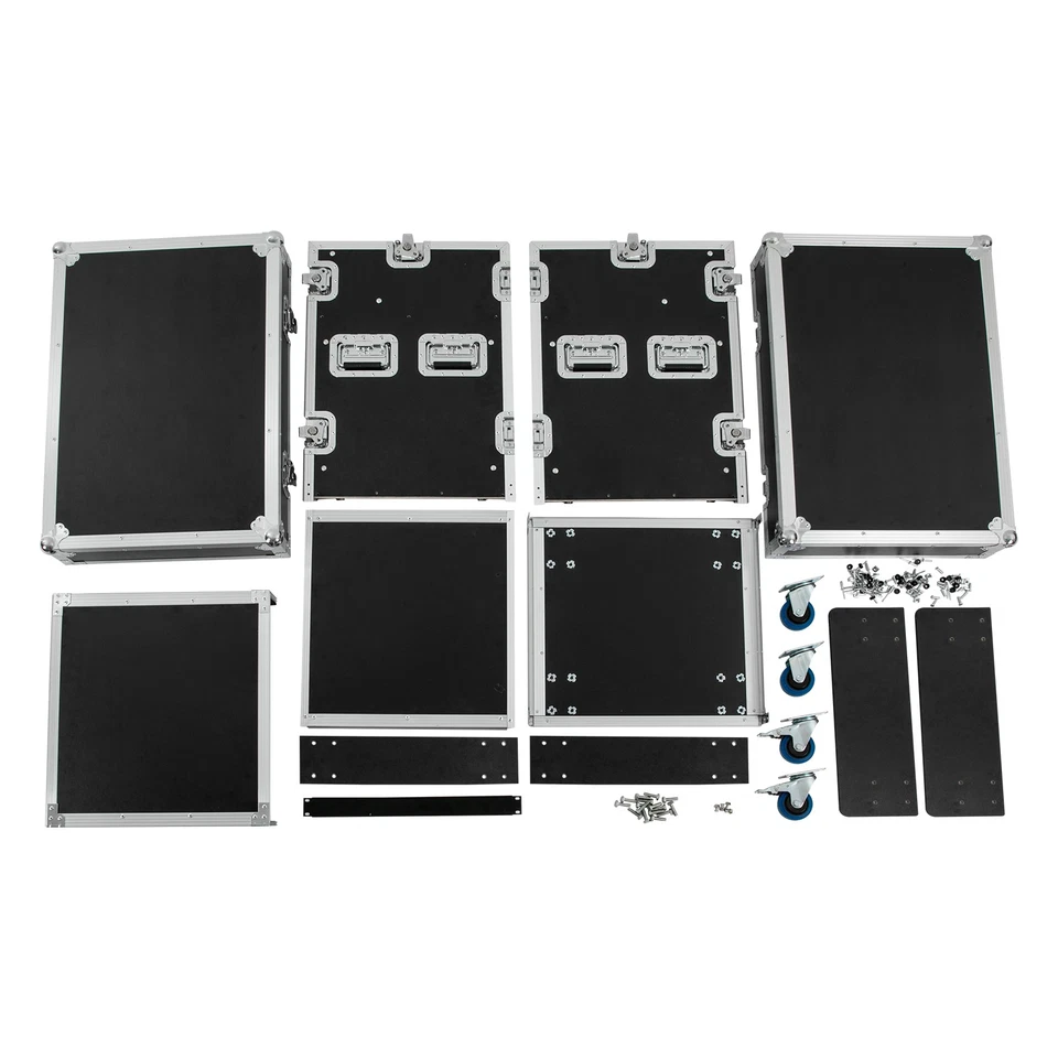 12U Sound Box 12U PA Rack/Road Case Top DJ Table Top 2 Layers Studio w/ Casters - Image 4 of 4