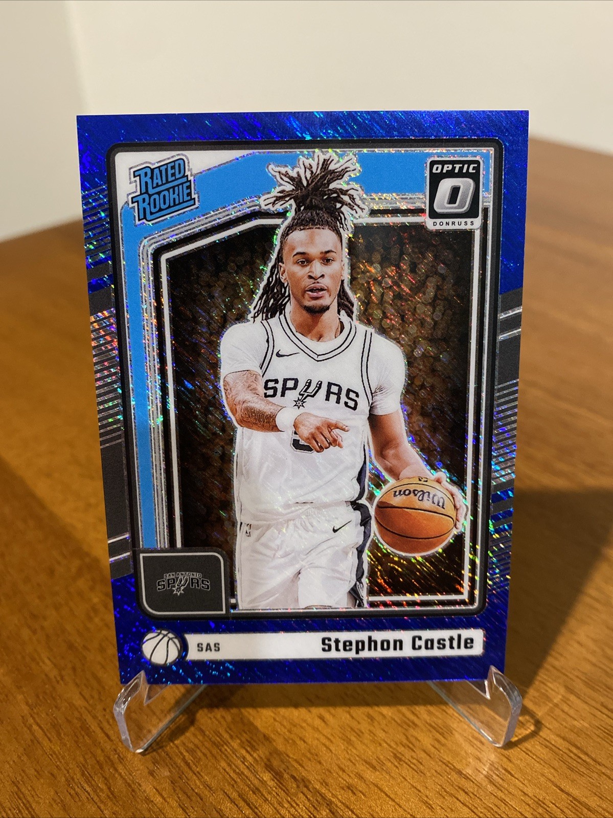 Stephon Castle 2024-25 Donruss Optic #254 Blue Shimmer Rated Rookie /75