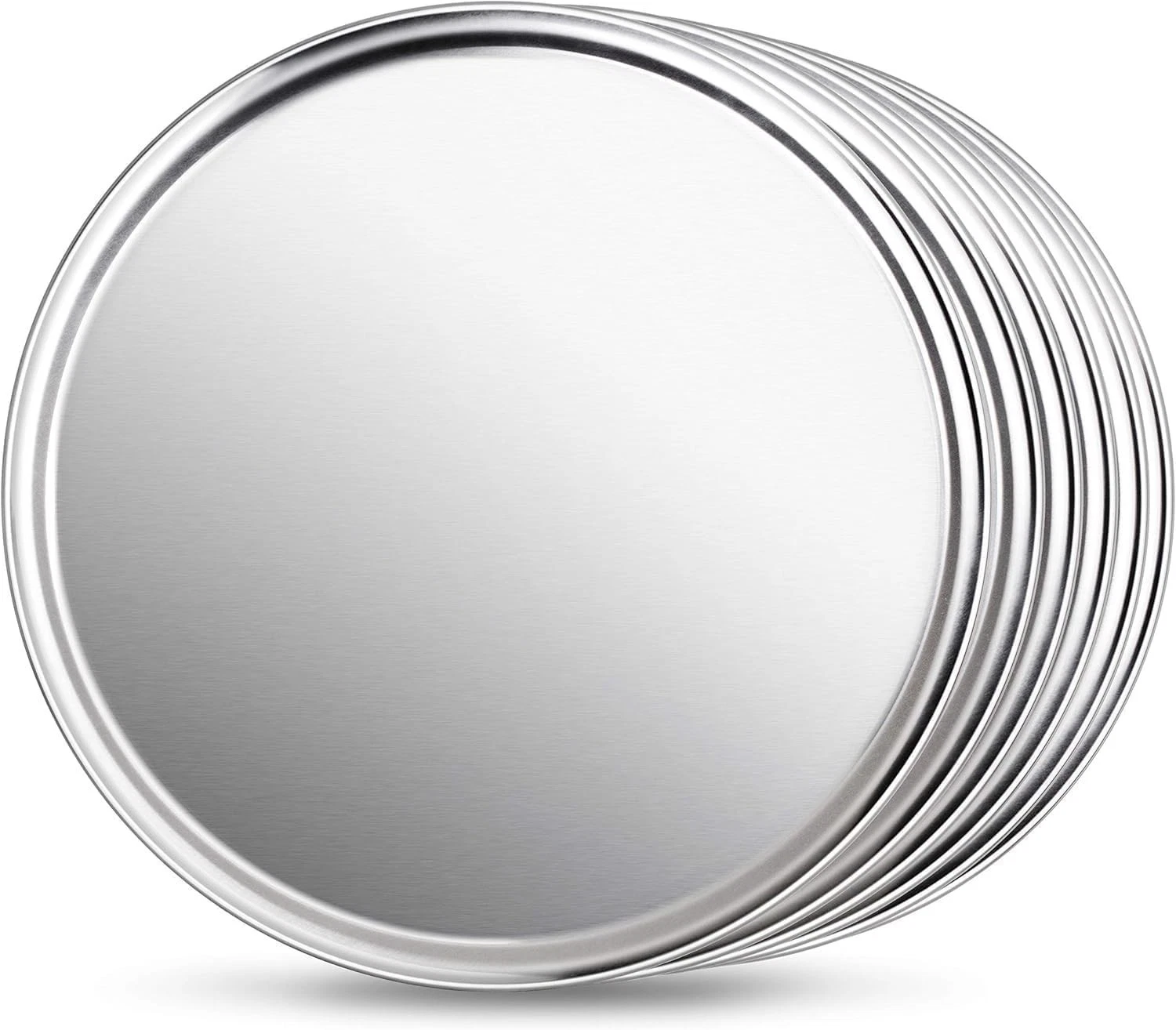 Pizza Pan Aluminum 8 Inch Wide Rim Pack of 6 Restaurant Grade Commercial Use