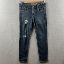 American Eagle Jeans Womens Size 4 Super Stretch Distressed Jegging Dark Wash