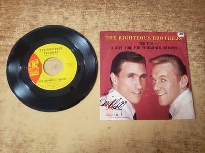 G'TEED bill medley autographed 1960s MINT-EXC 45/VG++ SLV. Righteous Bro. Ebb 45