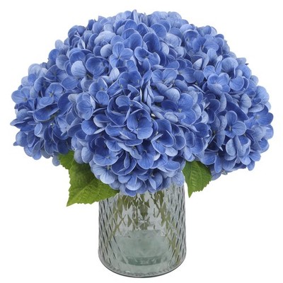 6PCS Real Touch Hydrangea Artificial Flowers Royal Blue Fake Hydrangeas with ...