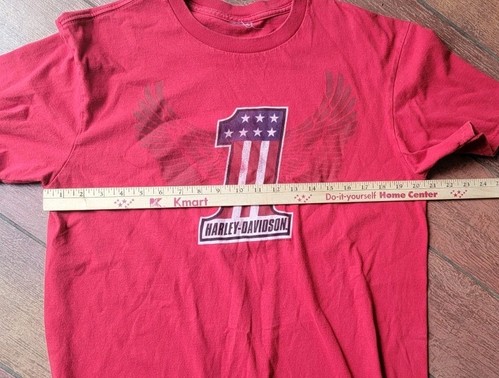 Harley Davidson “1” Flag Short Sleeve Graphic Shirt Size Large Red GA American - Picture 5 of 7