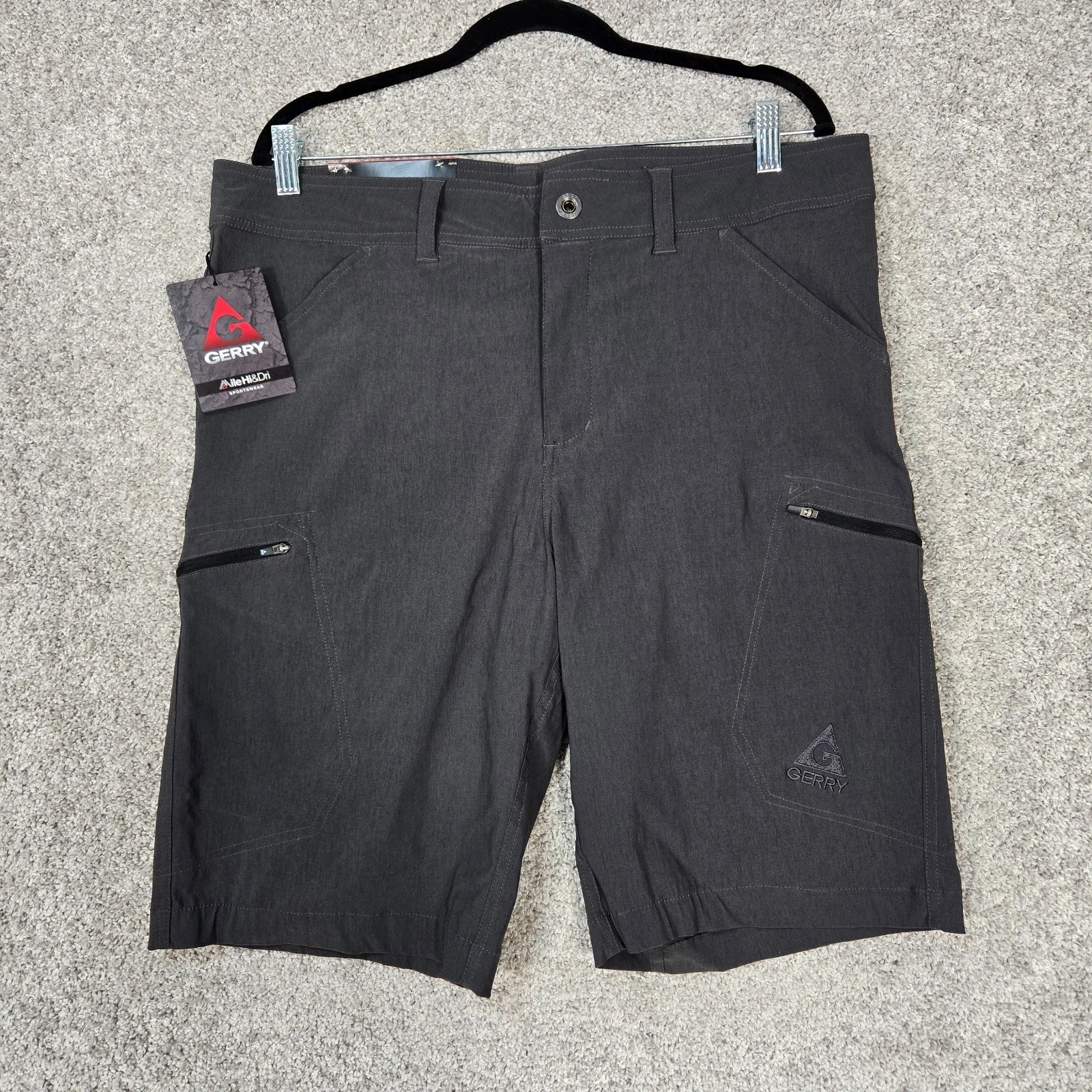 Gerry River Shorts men 34 Gray cargo tech stretch Performance fishing hiking NEW