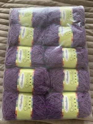 Herrschners Chenille Yarn Lot 10 skeins  Purple Acrylic Worsted 4 Crochet Knit