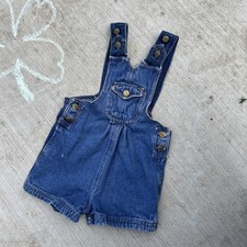 90 s vintage overall shorts / two-toned denim / Happy Kids SIZE 3T fits 18-24m