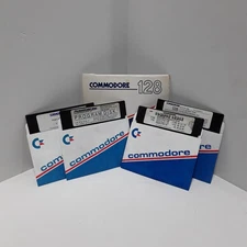 COMMODORE 128 - (4) 5.25 FLOPPY DISKS - SEE DESCRIPTION - 1985  UNTESTED