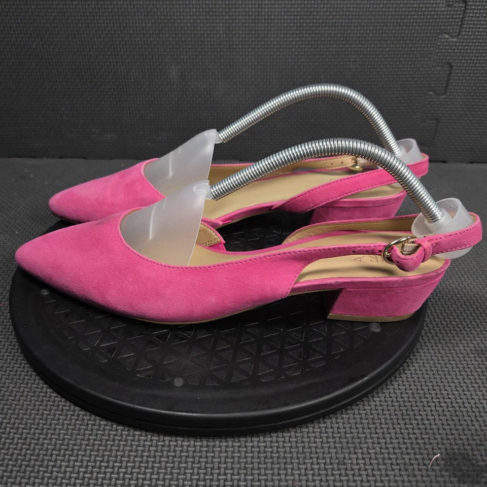 Туфли женские Naturalizer размер 11 розовые банки слинги замшевые на блочном каблуке заостренные - Изображение 4 из 4