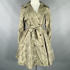 Lanvin 2011 Size 10 Olive Green Polyester Silk Marbled Trench Coat