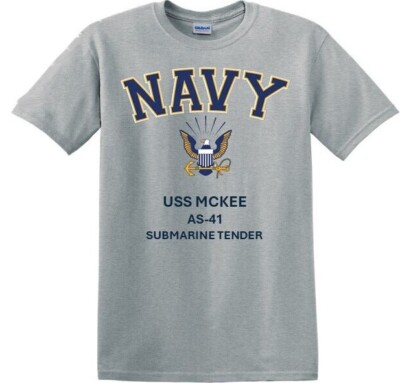 USS MCKEE  AS-41 *  SUBMARINE TENDER *SHIRT. OFFICIALLY LICENSED