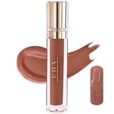 Lápiz labial líquido vegano volumen color brillo diamante marrón desnudo, glamour elegante