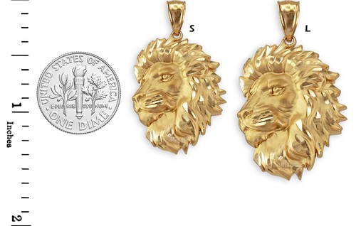 Gold Lion Face Sparkle-Cut Pendant (S/L, yellow, white, rose gold, 10k, 14k) - Picture 6 of 12