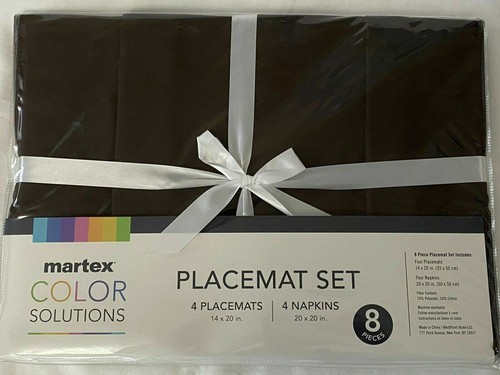 Martex Color Solutions Placemat Set (4 placemats, 4 napkins) GRAY OR CHOCOLATE - Picture 8 of 10