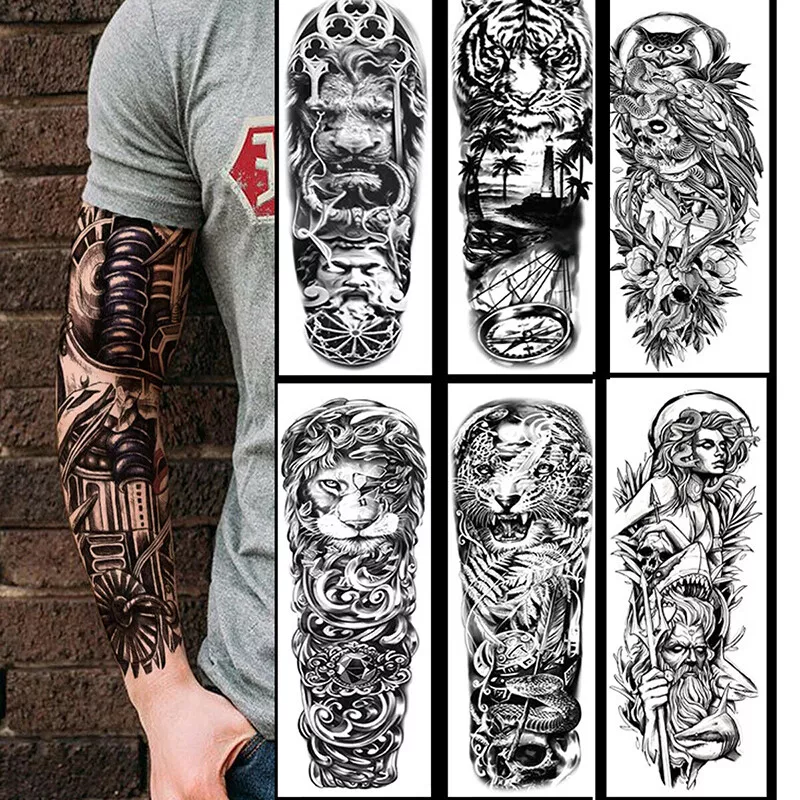 Fake Temporary Tattoo Sleeves Tattoos Full Long Slip On Arm Tattoo Sleeve  Kit Men Elastic Nylon Glove Tattoos Black Skull Design  Fruugo IN