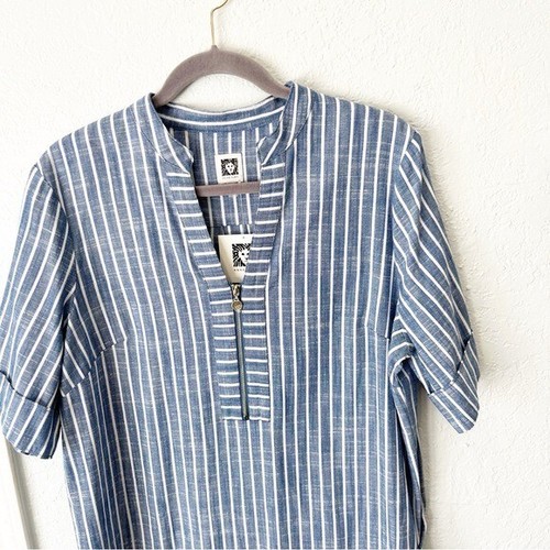 Anne Klein Dress Women's 14 Striped Shift Minimalist Career Neutral NWT - Picture 3 of 9