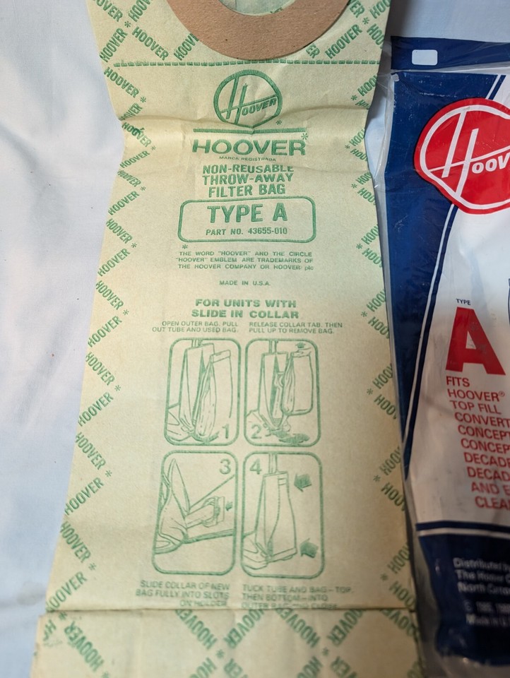 Jenuin Ones One Genuine Type A Hoover Vacuum Bag Open Bag Vintage Vacuum ...