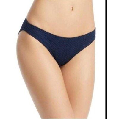 Minkpink Womens Bikini Indigo Blue Textured Swimsuit Bottoms  L New