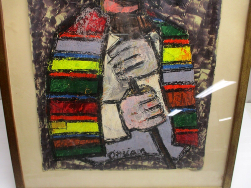 PINTURA JOVAN OBICAN ~ ACRÍLICO ORIGINAL SOBRE PAPEL ~ FIRMADA ~ ENMARCADA - Imagen 3 de 5