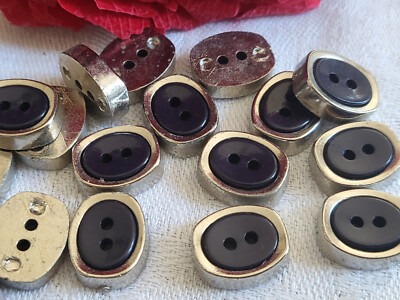 Lot De 14 Petits Boutons Vintage Argentés Acrylique Nacré - Diamètre 1,1 Cm - Réf. 4744 - Occasion