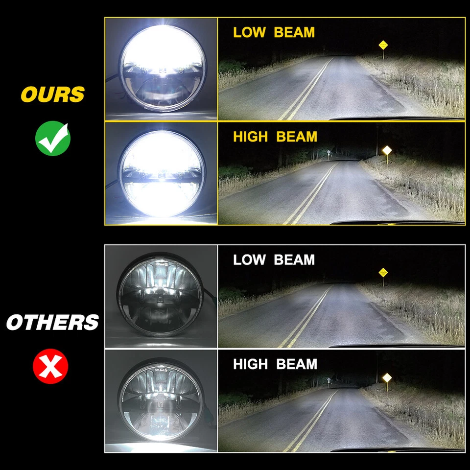 Pair 7" inch Round LED Headlights High/Low Beam For Datsun 240Z/260Z/280Z/280ZX - Image 2 of 4