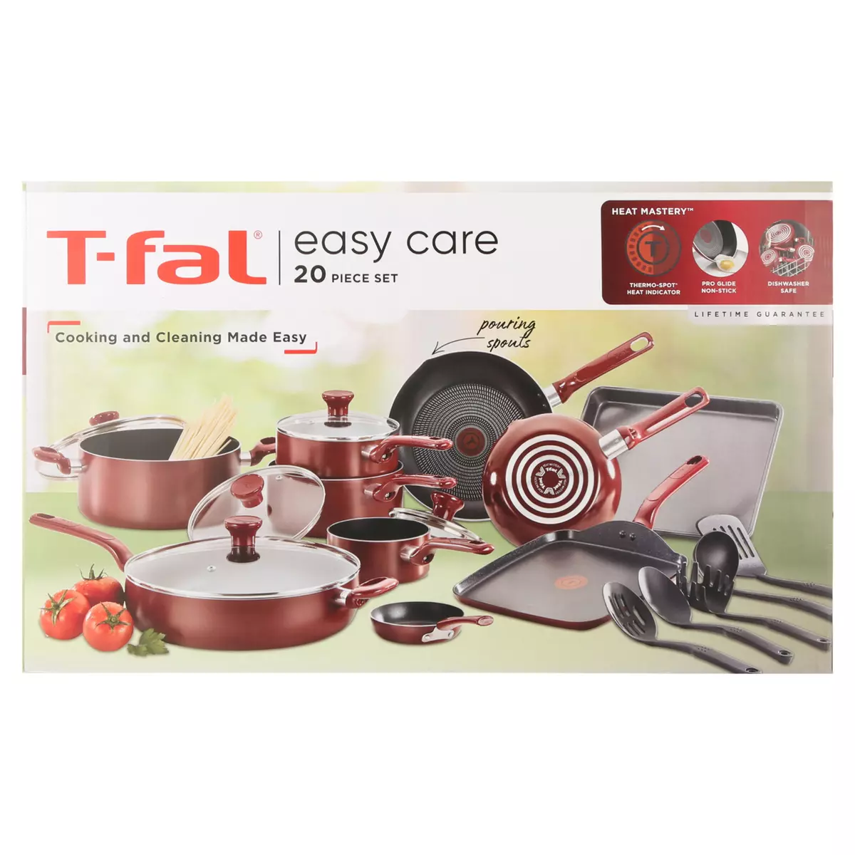 T-FAL T-fal Easy Care, 20-Piece Non-Stick Cookware Set, Grey B087SKDW