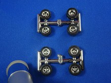  2 Sets RRR SLOTS CHROME WHEELS AND TIRES AURORA T-JET DASH JL