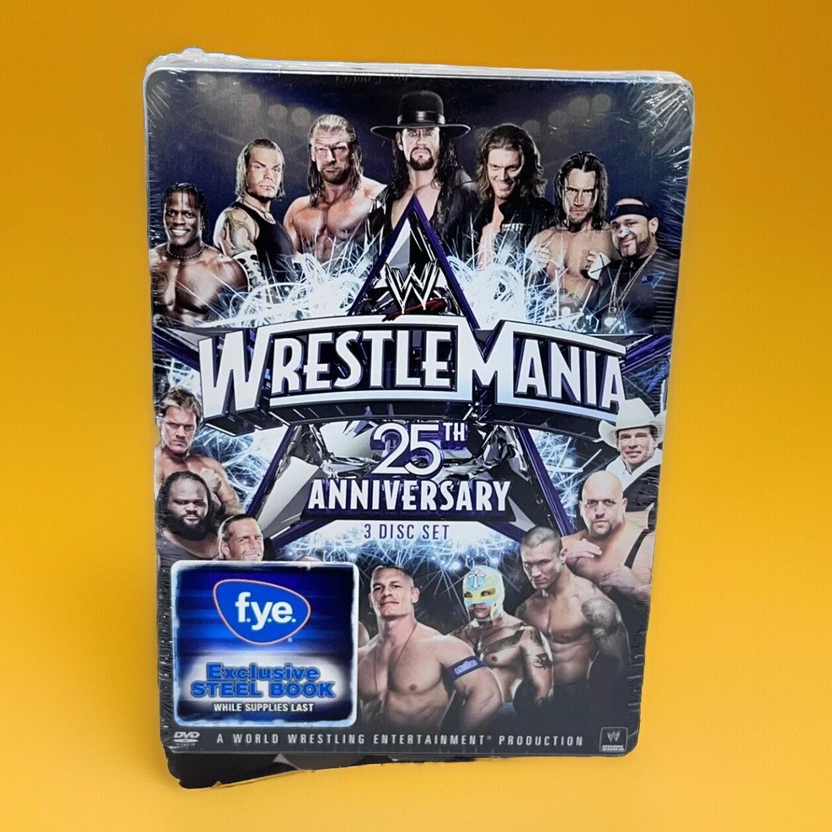 WWE Wrestlemania XXV 25th Anniversary 3-Disc DVD Steelbook FYE Exclusive WWE Wrestlemania XXV 25th Anniversary 3-Disc DVD Steelbook FYE Exclusive