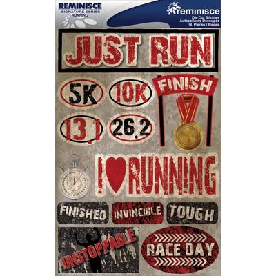 Scrapbooking Crafts Stickers 3D I Heart Running Just Run 5K 10K Finish Medal