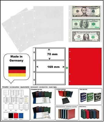 BANKNOTE SLEEVES NUMOH 3C NH 3x 169x70 mm + ZWL-R for BANKNOTES LOOK 316522 10 x