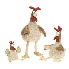 2er SET Verrücktes Huhn Hahn Henne Kantensitzer Deko Küche Ostern Stoff