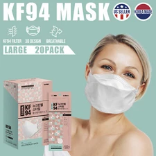 20 PACK! KF94 White Face Mask Protective Cover Comfortable Breathable