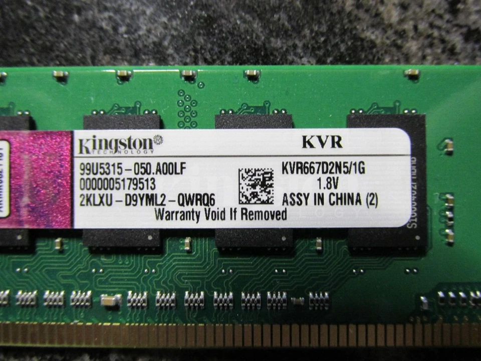 Qty. 6 Kingston KVR667D2N5/1G  1GB DDR2 667MHz PC2-5300 Desktop RAM Memory & 2GB - Image 3 of 4