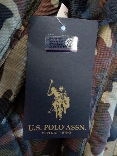 NEW U.S. POLO ASSN. Camo Backpack blaze orange zipper trim 17 inch - Picture 3 of 3