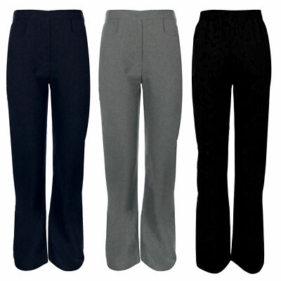2X MÄDCHEN PULL UP SCHULHOSE HALBER ELASTISCHER BUND UNIFORM HOSE UNTERTEIL