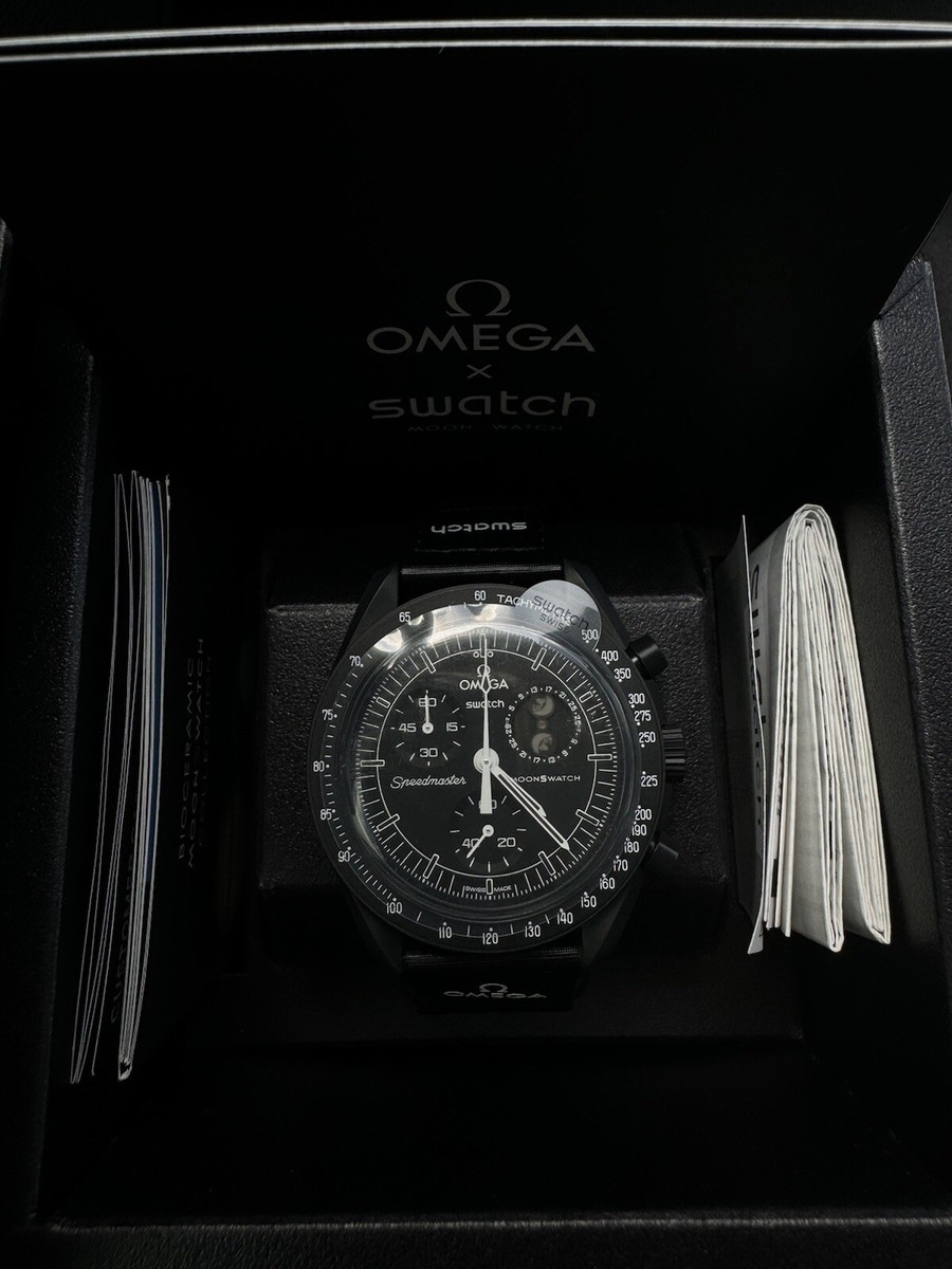 【新品】Snoopy OMEGA Swatch MoonSwatch Black Swatch x Omega Moonswatch New Moon Black Moonphase Snoopy IN