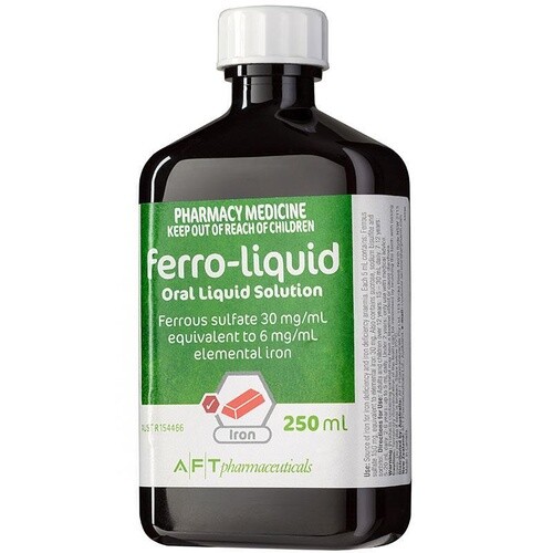 Ferro-Liquid Oral Liquid Solution Ferrous Sulfate Elemental Iron 250ml - Picture 2 of 2