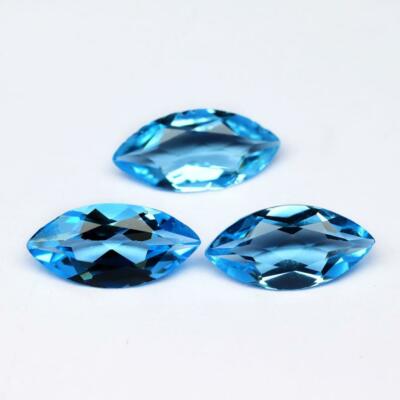 Natural Swiss Blue Topaz 12x6mm Marquise Faceted Calibrated Loose Gemstone 5pc
