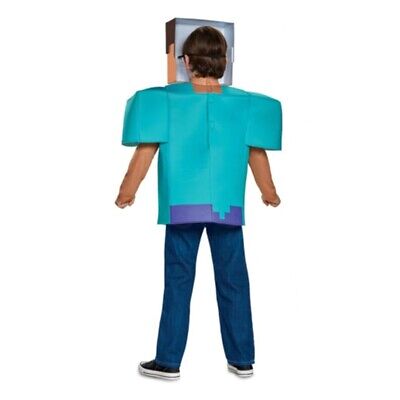 Minecraft Kids Costume Steve Creeper Cosplay Halloween Jumpsuit Mask Fancy  Dress