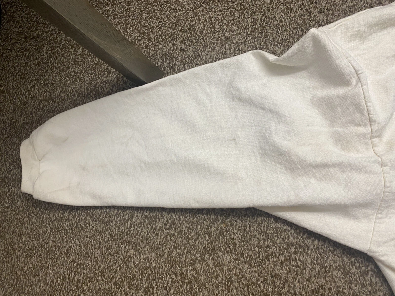 OFF WHITE T shirt con cappuccio vintage anni '90 Psycho Wear uomo grafica taglia OSFA USA bianca spenta