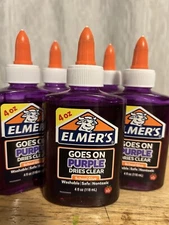 ELMER'S PURPLE SCHOOL GLUE DRIES CLEAR 5-PACK 4 OZ. EACH TOTAL OF 20 OZ. NEW