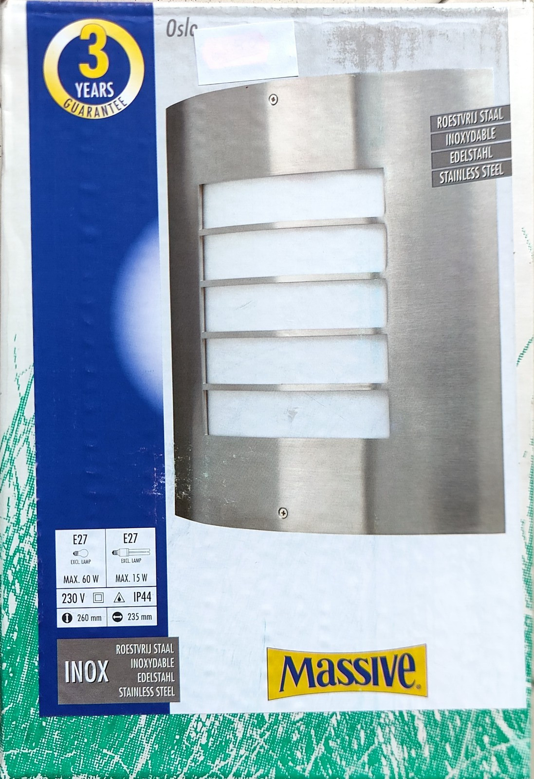 Applique da Parete Massive Oslo E27 Acciaio Inox - Sicurezza Esterna - 2